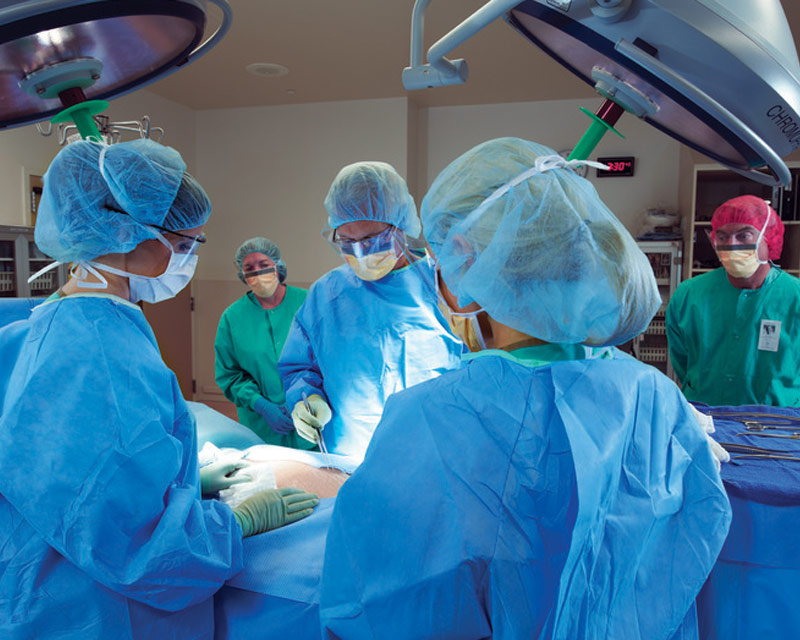 surgical team gathered during procedure